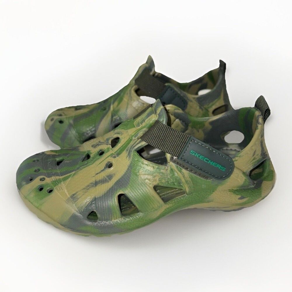 Skechers Kids Camo Foam Water Shoes Boys Size 12 Slip On Sandals Hook & Loop
